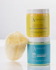 Skincare Power Combo: Exfoliating Scrub, Shea Butter, and Natural Loofah